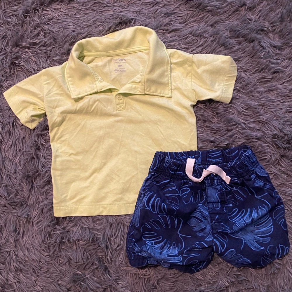 Carter's Green Polo Shirt & Shorts